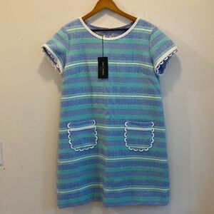 NWT Sara Campbell jacquard woven pastel striped dress